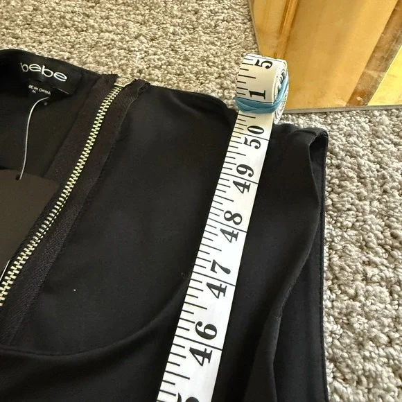 NWT Bebe Slinky Side Cut-Out Midi Dress Jet Black Sleeveless Evening Gown Medium - Picture 10 of 10